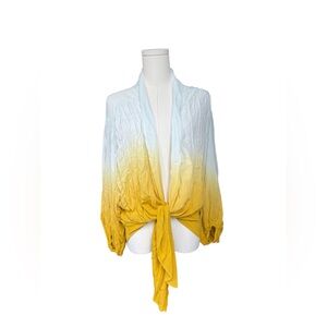 Young Fabulous & Broke Yellow and white Cardigan Top Tie Dye Open Front tie XS